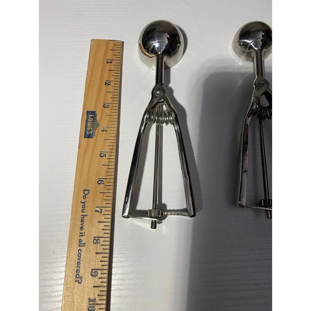 Set of 2 Stainless Steel Cookie Dough Scoops Trigger Release Baking